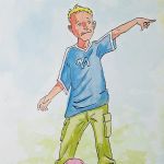 STORYBOARD-JUNGE MIT BALL _ Feder, Tusche, Aquarell